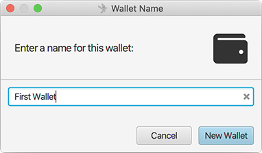 Creating a new wallet file and entering the wallet name in Sparrow