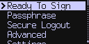 Coldcard device screen showing the Ready To Sign menu for PSBT files